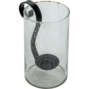 Creative Co-Op Large Reclaimed Bubble Glass Hurricane with Metal Candle Holder, Clear