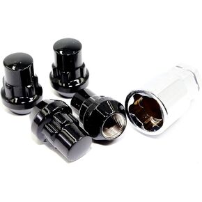 Set of 4 12x1.25 Veritek Gloss Black Acorn Bulge Tuner 1.40 Inch Wheel Locks for Aftermarket Wheels