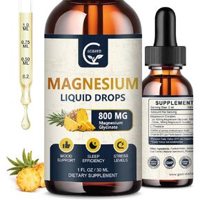(2 Pack) Magnesium Glycinate Liquid Drops | 1000mg Liquid Magnesium Complex with D3, L-Thea & GABA for Energy, Sleep, Nerve and Heart Health, High Absorption, Pineapple Flavor