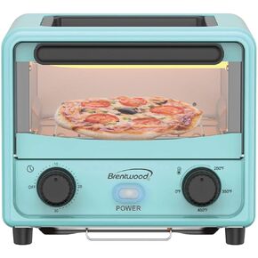 BRENTWOOD TS-3430W 500-Watt Stainless Steel Mini Toaster Oven, 3 liters, White
