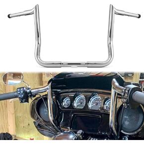 WSays Chrome 12'' Rise Monkey Bagger Bar Ape Handlebar Compatible with 1986-2023 Harley Touring Street & Electra Glide Models with Batwing Fairing, 2024 Harley Ultra Limited
