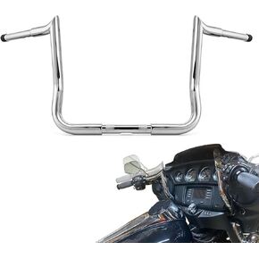 WSays Chrome 12 بوصة Rise Monkey Bagger Bar Ape Handlebar متوافق مع 1986-2023 Harley Touring Street ونماذج Electra Glide مع Batwing Fairing، 2024 Harley Ultra Limited