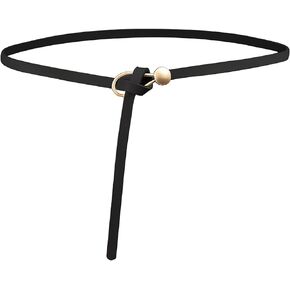 LumiSyne Leather Belt Women Thin Waist Belt Fashion Knotted Buckle Cowhide Leather Alloy Buckle Waistband Suit Dress Overcoat