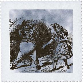 3dRose qs_110213_1 Alice in Wonderland Tweedle Dee and Dum Vintage-Quilt Square, 10 by 10-Inch