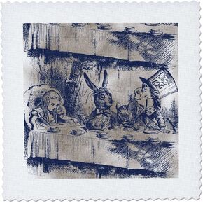 3dRose qs_110203_1 Alice in Wonderland Tea Party with Mad Hatter-Quilt Square, 10 by 10-Inch