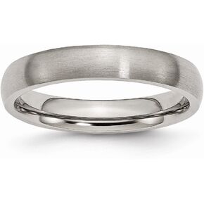 Solid Titanium 4mm Matte Brushed Finish Plain Classic Wedding Band Ring Comfort-Fit