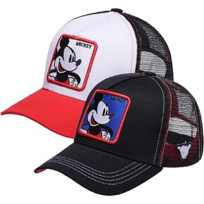NEWVIY 2PCS Mickey Trucker Hats for Boys Girls,Cartoon Mickey Hats for Kids,Breathable Mesh Cap Adjustable Baseball Caps