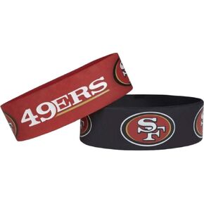 Aminco NFL San Francisco 49ers Silicone Wide Bracelet, 2-Pack, Team Color,One Size