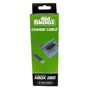 Old Skool Wireless Controller Charging Cable Compatible with Microsoft Xbox 360 White