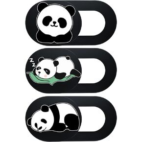 Webcam Laptop Camera Cover Slide, Cute Pattern Web Camera Cover, 0.02-Inch Ultra-Thin Fits for Laptop MacBook Pro iMac Air Computer Smartphones Tablets Protect Your Privacy Security (Panda-3Pack)