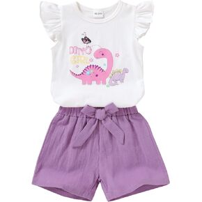 YOUNGER TREE Toddler Baby Girls Clothes Sunflower T-shirt + Bowknot Shorts with Cute Summer Girl Clothes Set