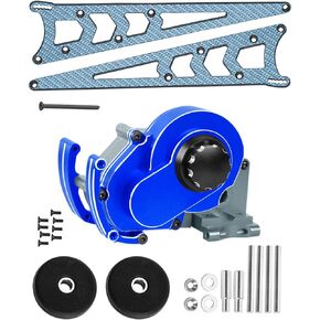 Gearbox Cover&Drive Gear Cover&Carbon Adjustable Wheelie Bar Kit Tail Wheel Head up Wheel Upgrades Part for 1/10 Slash 2WD(VXL),Rustler&Stampede&Bandit 2WD(VXL),Titanium with Red