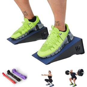 WOU Squat Wedge Block, for Heel Elevated Squat, Calf raise Resistance Bands set, Weightlifting Calf Stretcher Slant Board, Slant Board for Calf Stretching, Calf Raise Block, antislip grip