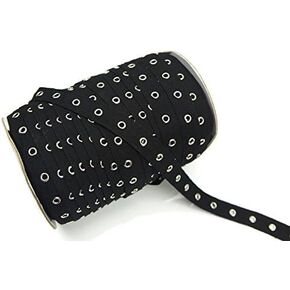 Shop on Centerhill 1 yard of Black Cotton Eyelet Tape Nickel Eyelets