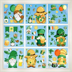 JUNEBRUSHS 9 Sheets Summer Window Clings Gnome Stickers, Beach Window Clings, Double-Sided Summer Window Decals for Summer Pool Party Decoration Supplies School Home Office Accessories Gifts