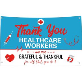 Nurse Appreciation Week Banner Backdrop Party Decorations - Thank You Nurses Medical Doctor Nursing Party Banner Indoor Outdoor Backdrop Decorations, International Nurses Week Party Decor