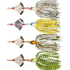 Spinnerbait Fishing Lures Kit Set - Bass Fishing Lures, Bass Fishing Jigs Lures, Multicolor Topwater Fishing Buzzbait Lures, Metal Spinnerbait Jigs for Bass Pike Trout Salmon (4Pcs&6Pcs)