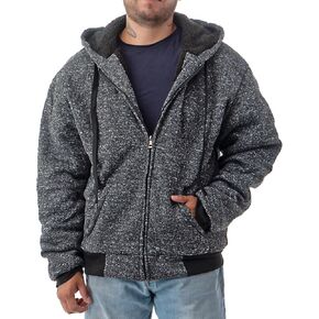 Jvini Men's Ultra Soft Sherpa Lined Hoodie - Full Zip Fleece Lining Heavy Duty Sweatshirts