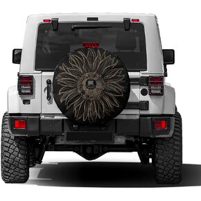 Delerain Spare Tire Cover with Backup Camera Hole White Daisy Wheel Covers Waterproof Dust-Proof UV Sun Universal Fit for RV Trailer RV SUV Truck (18 Inch for Diameter 32"-34")