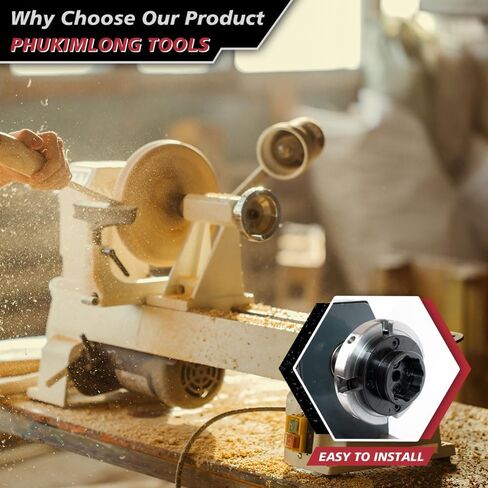 Phukimlong Woodworking CK4 Wood Lathe Gear Chuck Set,Wood Lathe Key Chuck System,with 1"x8 TPI Thread & 3/4"x16 TPI Adapter… in Saudi Arabia