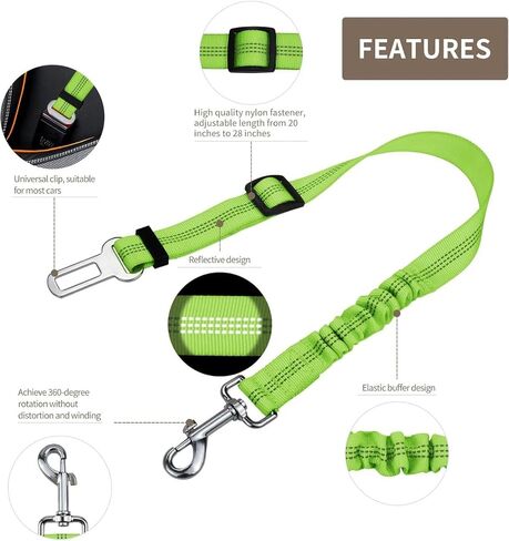 Adjustable Dog Seat Belts Nylon Pet Seat Belts with Durable Reflective Elastic Elastic Buffer in Saudi Arabia