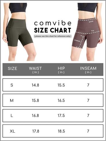 comvibe 7" Biker Shorts for Women with 2 Side Pockets Stretch Spandex Shorts for Exercise Athletic Workout Gym Running Yoga in Saudi Arabia
