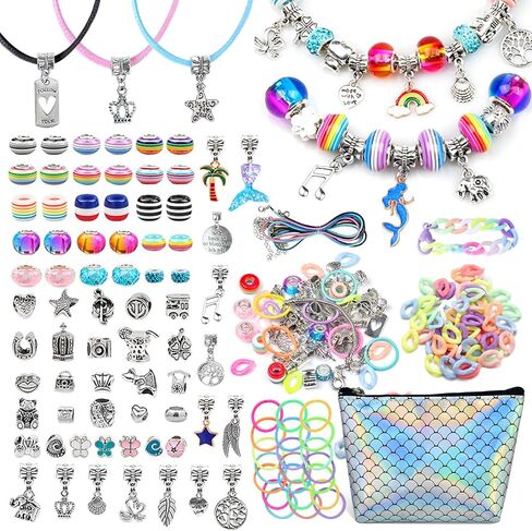 مجموعة صنع الأساور الرائعة من Dear Deer، خرز DIY لصنع المجوهرات لوازم عدة مع الخرز الأوروبي، المعلقات، الفنون والحرف اليدوية للفتيات المراهقات للأطفال من سن 8 إلى 12 مجموعة هدايا يونيكورن 67 قطعة (أرجواني) in Kuwait