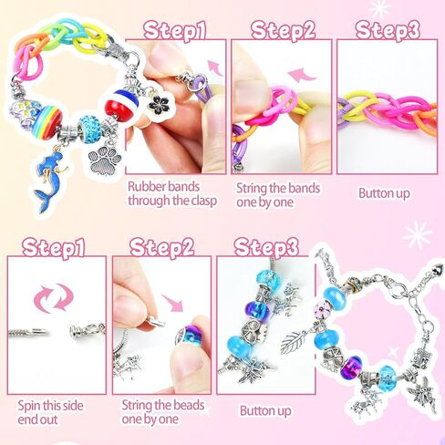 مجموعة صنع الأساور الرائعة من Dear Deer، خرز DIY لصنع المجوهرات لوازم عدة مع الخرز الأوروبي، المعلقات، الفنون والحرف اليدوية للفتيات المراهقات للأطفال من سن 8 إلى 12 مجموعة هدايا يونيكورن 67 قطعة (أرجواني) in Kuwait