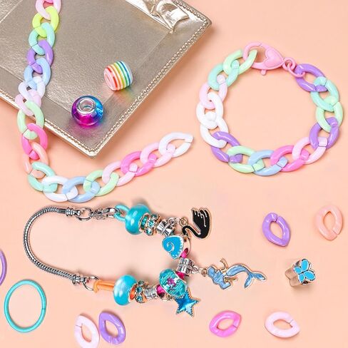 مجموعة صنع الأساور الرائعة من Dear Deer، خرز DIY لصنع المجوهرات لوازم عدة مع الخرز الأوروبي، المعلقات، الفنون والحرف اليدوية للفتيات المراهقات للأطفال من سن 8 إلى 12 مجموعة هدايا يونيكورن 67 قطعة (أرجواني) in Kuwait