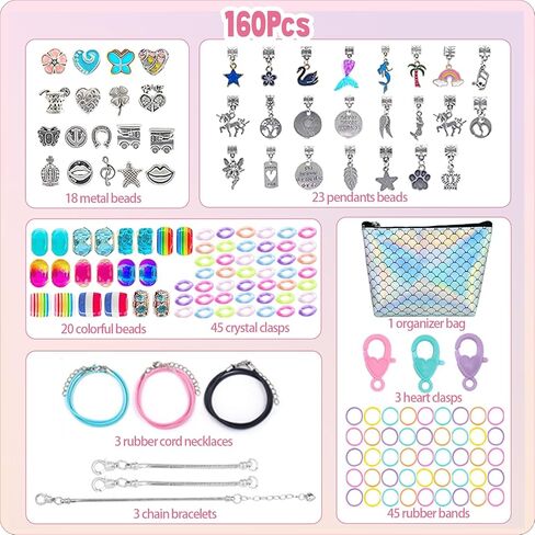 مجموعة صنع الأساور الرائعة من Dear Deer، خرز DIY لصنع المجوهرات لوازم عدة مع الخرز الأوروبي، المعلقات، الفنون والحرف اليدوية للفتيات المراهقات للأطفال من سن 8 إلى 12 مجموعة هدايا يونيكورن 67 قطعة (أرجواني) in Kuwait