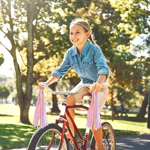 YOXCASTSLG زوج واحد من شرابة الدراجة، 11.4 بوصة مقود الدراجة للفتيات - شرابات سكوتر مقابض تزيين الشرابة للأولاد والبنات in Kuwait