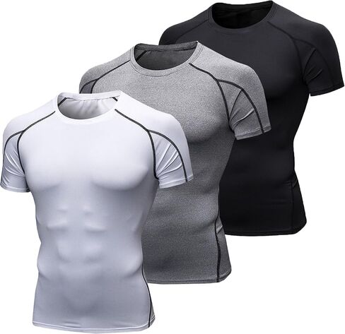 YUSHOW Mens Compression Shirts Short Sleeve Quick Dry for Workout Running Athletic Base Layer Moisture Wicking in Saudi Arabia