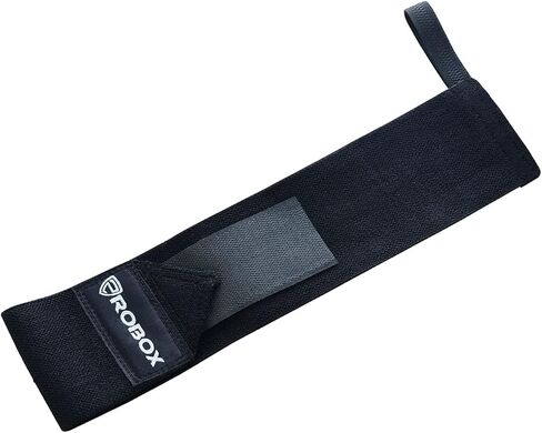 ROBOX Wrist Wraps for Weightlifting - 18" Extreme Wrist Support Braces with Thumb Loops for Heavy Lifting, Crossfit, Powerlifting, Strength Training and Workout - Men and Women (Black-Blue) in Saudi Arabia
