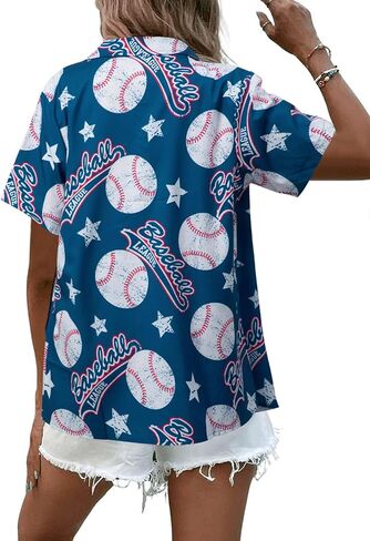 قميص البيسبول للنساء | تيشيرتات جرافيك البيسبول، قمصان أمي البيسبول، تي شيرت يوم اللعبة، بلوزات غير رسمية in Kuwait