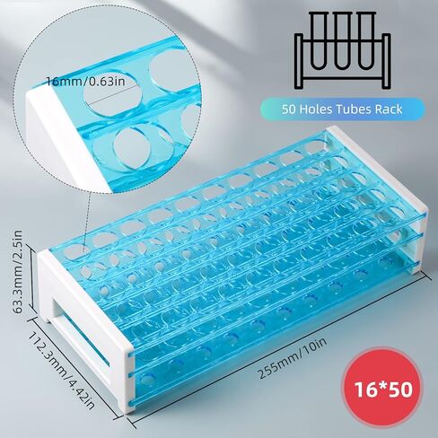 Annhua Plastic Test Tube Rack for 16mm Tubes Lab Tube Stand, Holds 50, Tube Tolder Tray Test Tube Vial Shot Glasses Holder Rack, Rack Only - Detachable (Single) in Kuwait