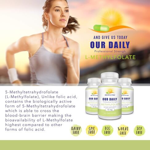 Our Daily Vites L-Methylfolate 10 mg / 10000 mcg Maximum Strength Active Folate, 5-MTHF, Filler Free, Gluten Free, Non-GMO, Vegetarian Capsules 90 Count (3 Month Supply) (90) in Saudi Arabia
