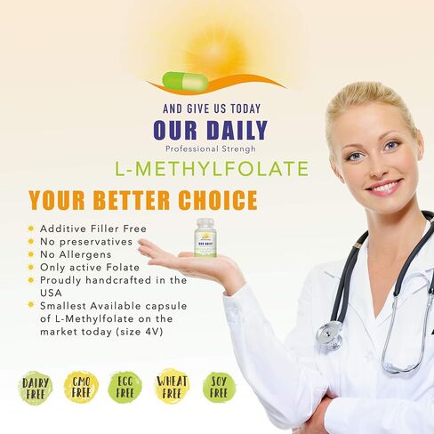 Our Daily Vites L-Methylfolate 10 mg / 10000 mcg Maximum Strength Active Folate, 5-MTHF, Filler Free, Gluten Free, Non-GMO, Vegetarian Capsules 90 Count (3 Month Supply) (90) in Saudi Arabia