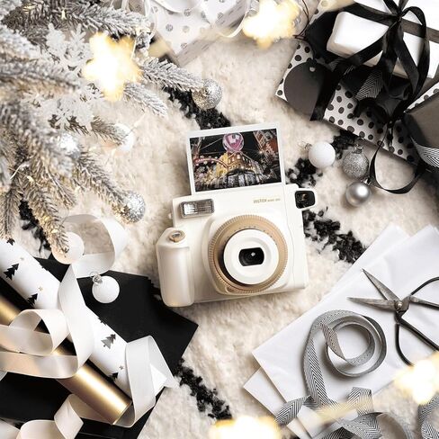 FUJIFILM Instant Wide 300 Instant Film Camera (Toffee) + 1 Twin Pack Wide Instant Film + Camera Case + 4 AA Battery Pack + BluebirdSales Microfiber Cleaning Cloth in Kuwait