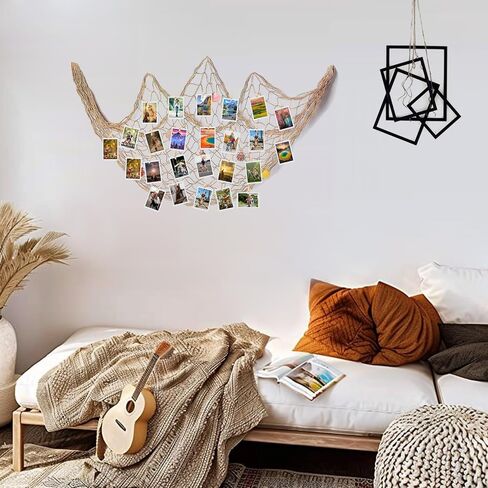 Fishing Net Decor Hanging Photo Display with Clips Nautical Wall Decor Fish Net Decorations for Party Hanging Picture Display Decorative Fish Netting Family Photo Frames for Wall Decoration 79x40 Inch in Saudi Arabia