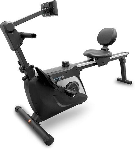 SereneLife 2-in-1 Rowing Machine & Bike - 8 Magnetic Resistance Levels, 264lbs Capacity - Foldable & Portable Cardio Fitness Trainer with LCD Monitor - Promotes Weight Loss, Strength, Stamina Building in Saudi Arabia