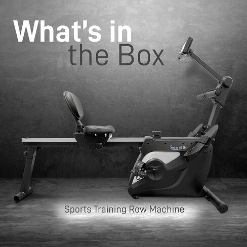 SereneLife 2-in-1 Rowing Machine & Bike - 8 Magnetic Resistance Levels, 264lbs Capacity - Foldable & Portable Cardio Fitness Trainer with LCD Monitor - Promotes Weight Loss, Strength, Stamina Building in Saudi Arabia