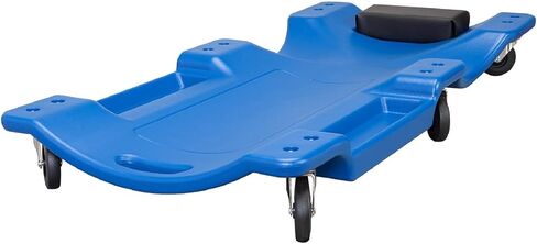 BIG RED ATRP6240UR Blow Molded Plastic Rolling Garage/Shop Creeper: 40" Mechanic Cart with Padded Headrest and 6 Casters, 350 lbs Capacity, Blue in Saudi Arabia