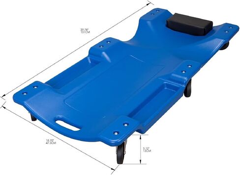 BIG RED ATRP6240UR Blow Molded Plastic Rolling Garage/Shop Creeper: 40" Mechanic Cart with Padded Headrest and 6 Casters, 350 lbs Capacity, Blue in Saudi Arabia