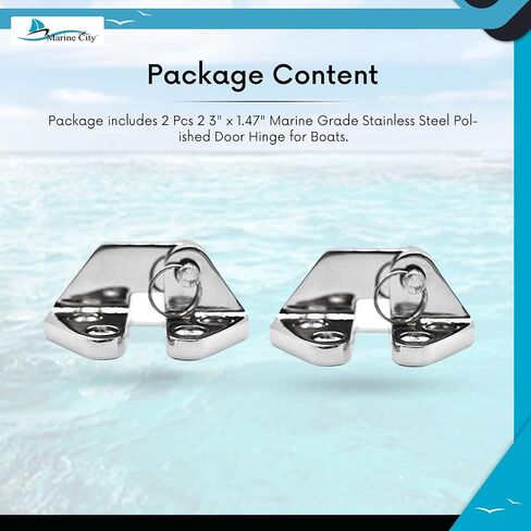 مفصلة MARINE CITY من الفولاذ المقاوم للصدأ 316 درجة مع دبوس قابل للإزالة (2-5/8 × 2-7/8 بوصة) لكبائن القوارب - الأبواب - النوافذ - الخزانات - قوارب الكاياك - أبواب اليخوت (عبوة من 4) in Kuwait
