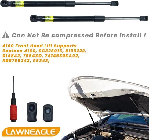 LAWNEAGLE 2 حزمة رفع الغطاء الأمامي يدعم نوابض الغاز يستبدل 6351 SG326009 8196117 14223 لـ 2004 2005 2006 2007 2008 Acura TL Base Sedan 4 Door 2007 2008 Acura TL Type-S سيدان 4 أبواب in Kuwait