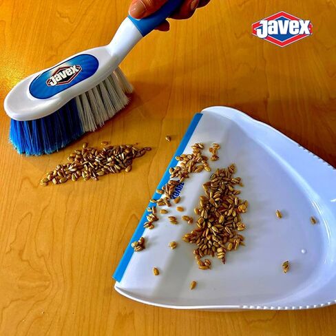 مجموعة فرشاة ومجارف JAVEX - درجة احترافية مع فرشاة مريحة، وشفة مطاطية ناعمة لالتقاط فعال. مكنسة يدوية، فرشاة محمولة مثالية لتنظيف المطبخ والطاولات والجراجات وشعر الحيوانات الأليفة. in Kuwait