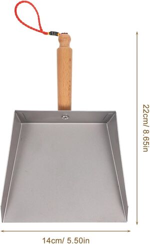 Tofficu Stainless Steel Dustpan with Wood Handle - Metal Dust Pans Heavy Duty - Mini Dustpan - Hand Dust Pan for Household Industrial Dust Pan Handheld Scooper Dust Debris Cleaning Tool in Kuwait