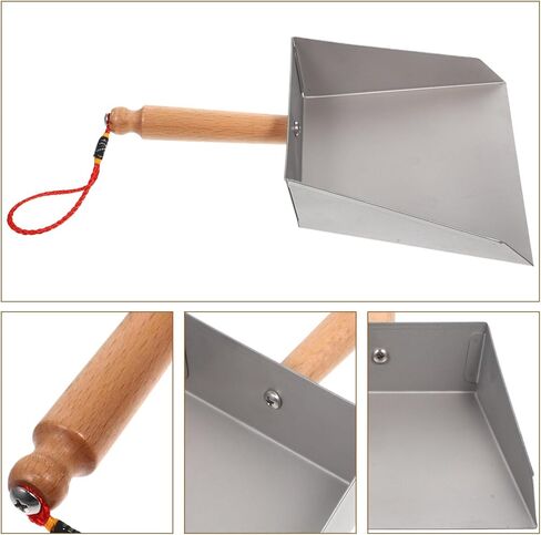 Tofficu Stainless Steel Dustpan with Wood Handle - Metal Dust Pans Heavy Duty - Mini Dustpan - Hand Dust Pan for Household Industrial Dust Pan Handheld Scooper Dust Debris Cleaning Tool in Kuwait