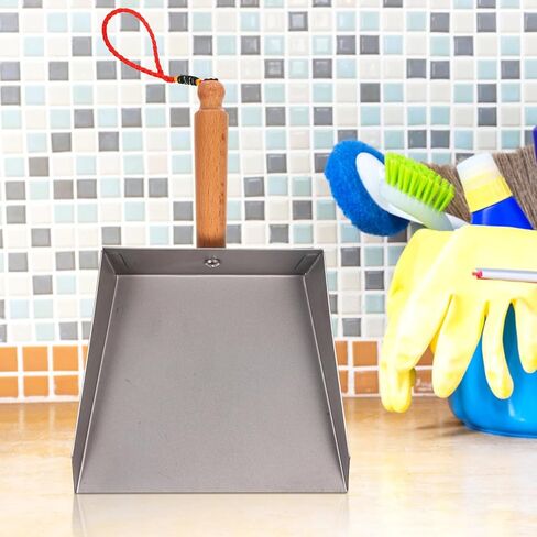 Tofficu Stainless Steel Dustpan with Wood Handle - Metal Dust Pans Heavy Duty - Mini Dustpan - Hand Dust Pan for Household Industrial Dust Pan Handheld Scooper Dust Debris Cleaning Tool in Kuwait