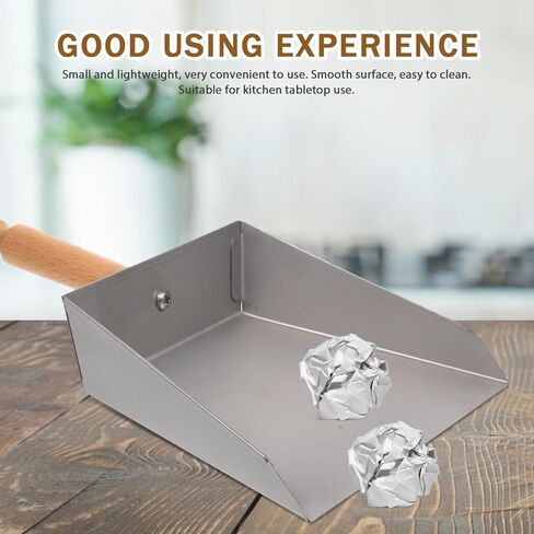 Tofficu Stainless Steel Dustpan with Wood Handle - Metal Dust Pans Heavy Duty - Mini Dustpan - Hand Dust Pan for Household Industrial Dust Pan Handheld Scooper Dust Debris Cleaning Tool in Kuwait